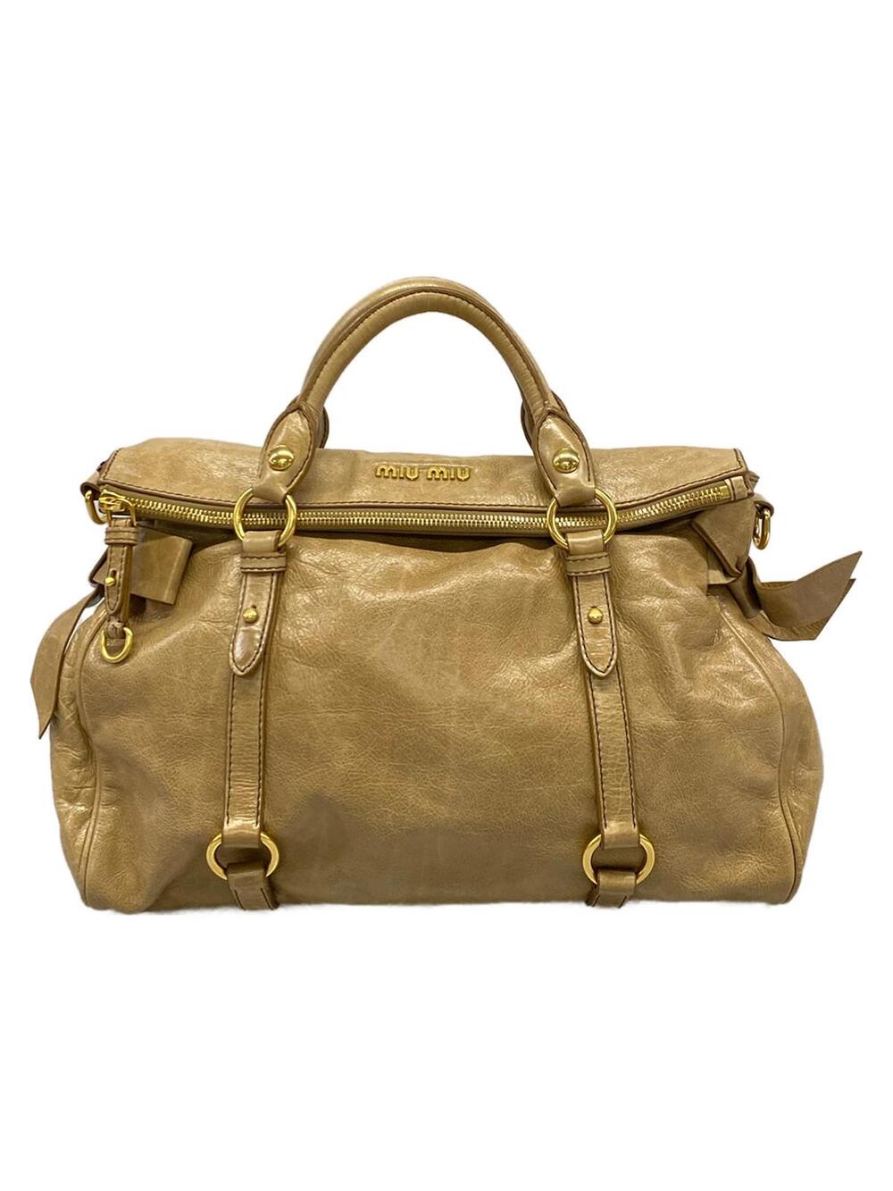 Miumiu Vitter Lux Beige Leather Handbag #367219M11B